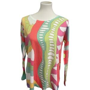Atelier5 Godze Yilmaz Womens XL Long Sleeve Wavy Mod Stripe Long Sleeve Top